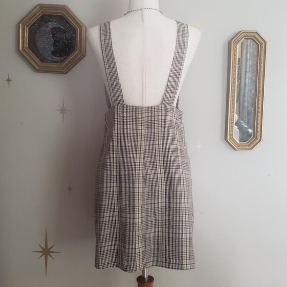 zara pinafore jumper dress / size small / gold detail on plaid - Picture 3 of 5